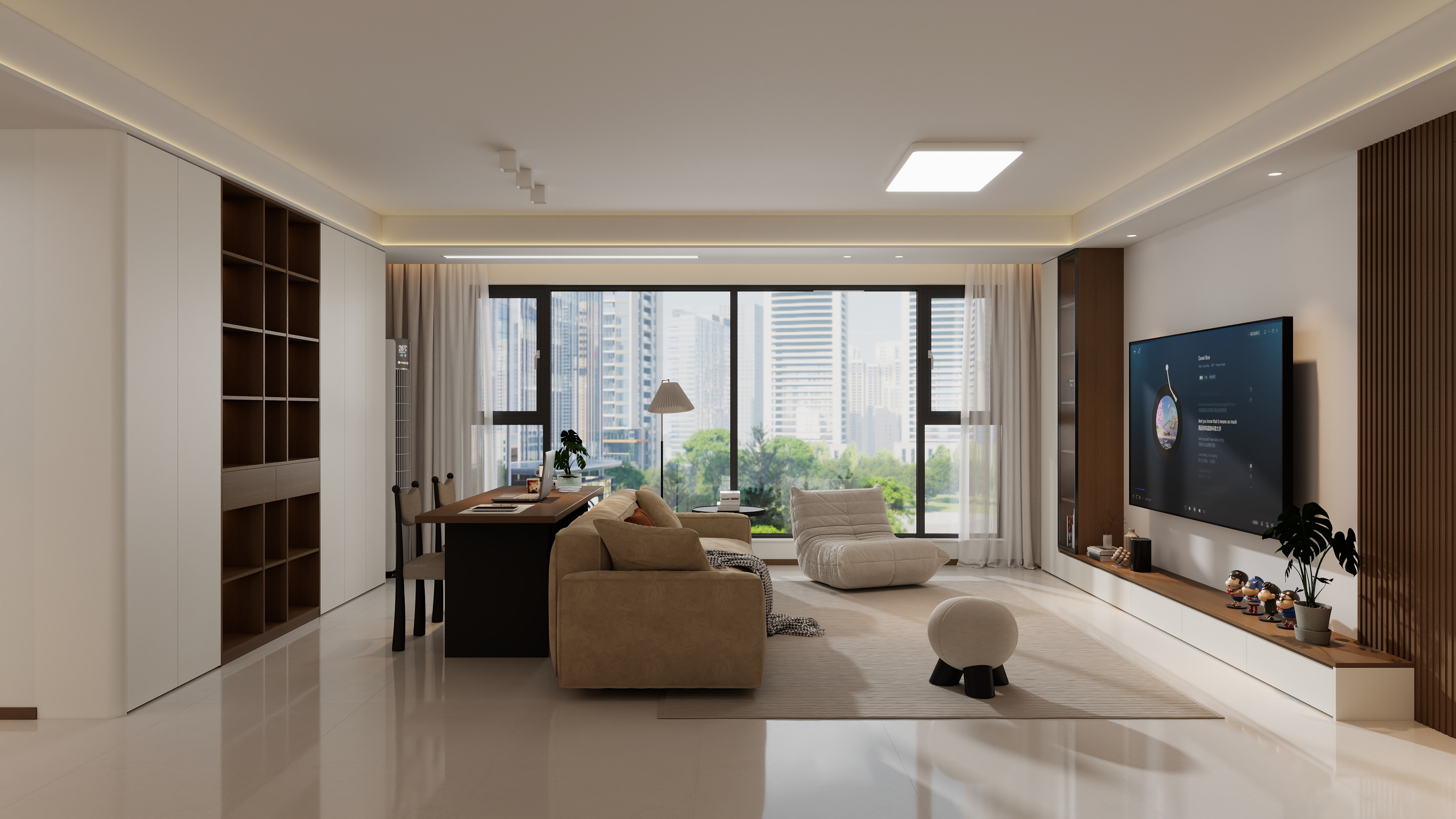 尘间设计丨内蒙古125㎡3居黑白棕简约风的家