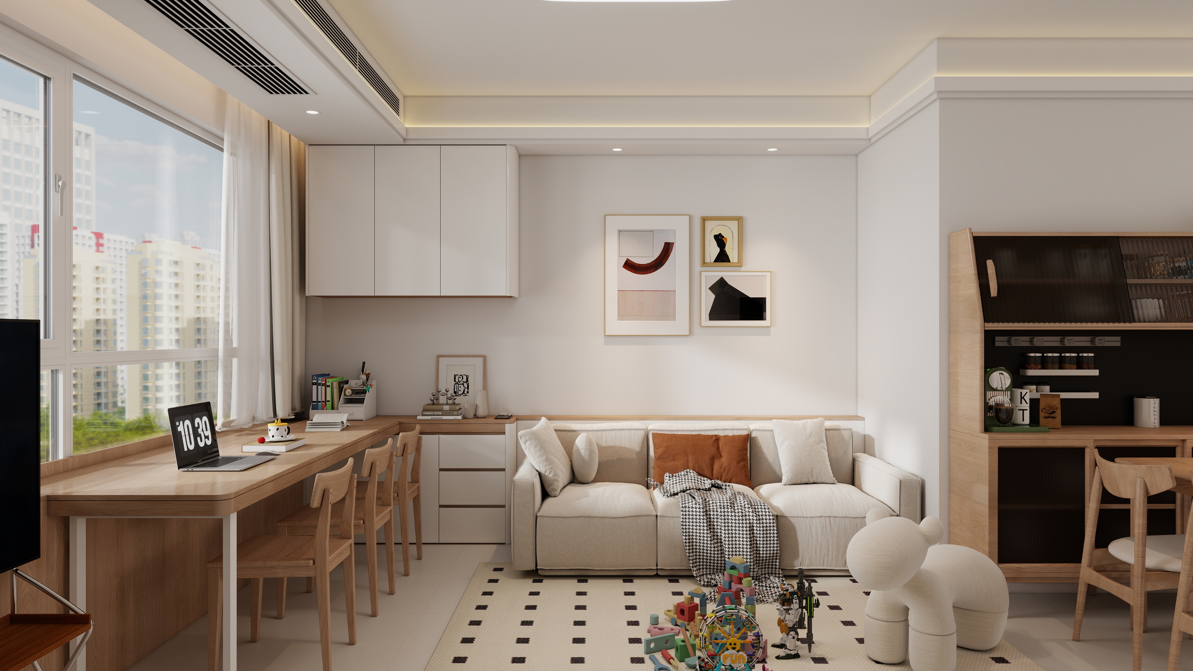 尘间设计丨山东90㎡2居现代原木风的家